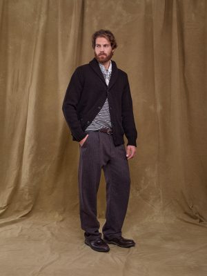 Wool Herringbone Pleated Chino